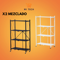 2 unidad Estantería Metálica Plegable con Ruedas –  Negro y Blanco