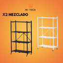 2 unidad Estantería Metálica Plegable con Ruedas –  Negro y Blanco